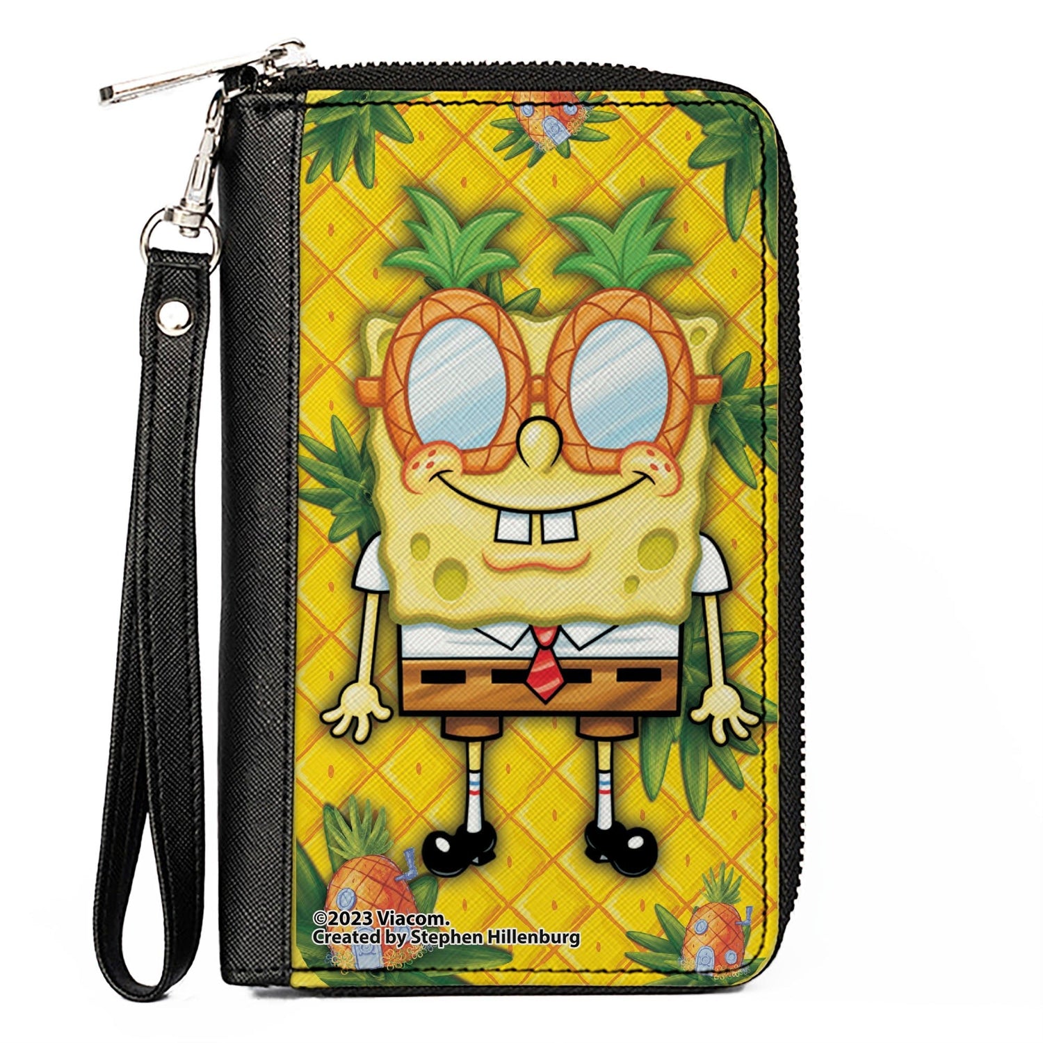 SpongeBob SquarePants Zip Around Wallet Pineapple Eyes Pose Gold - Paramount Shop