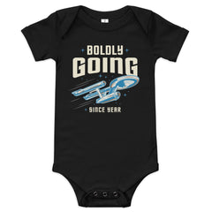 Star Trek Baby Bodysuit Boldly Going Since Personalized Year - Black / 3-6m