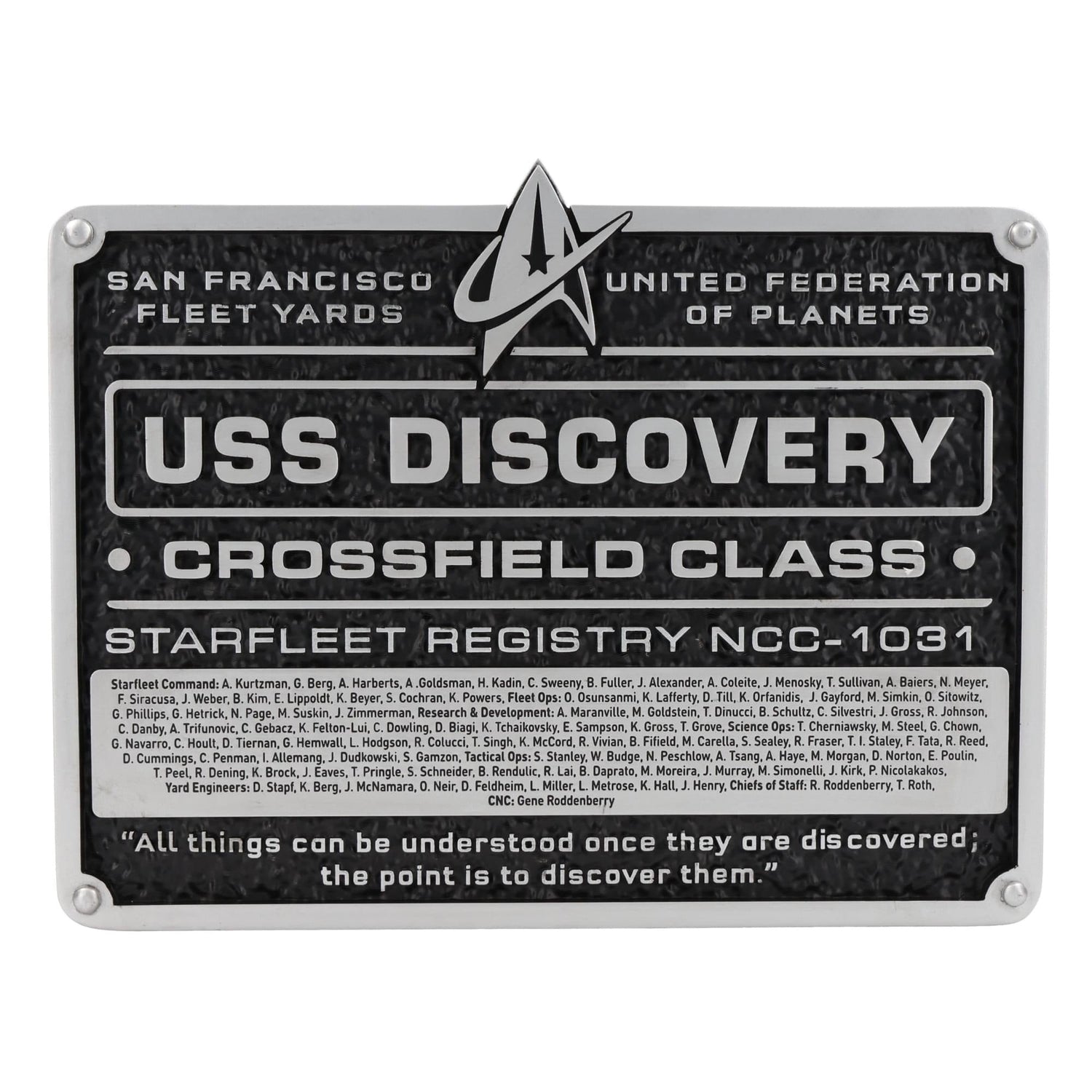 Star Trek Collectibles USS Discovery Dedication Plaque Replica - Paramount Shop