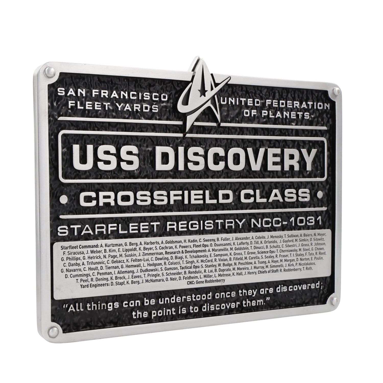 Star Trek Collectibles USS Discovery Dedication Plaque Replica - Paramount Shop
