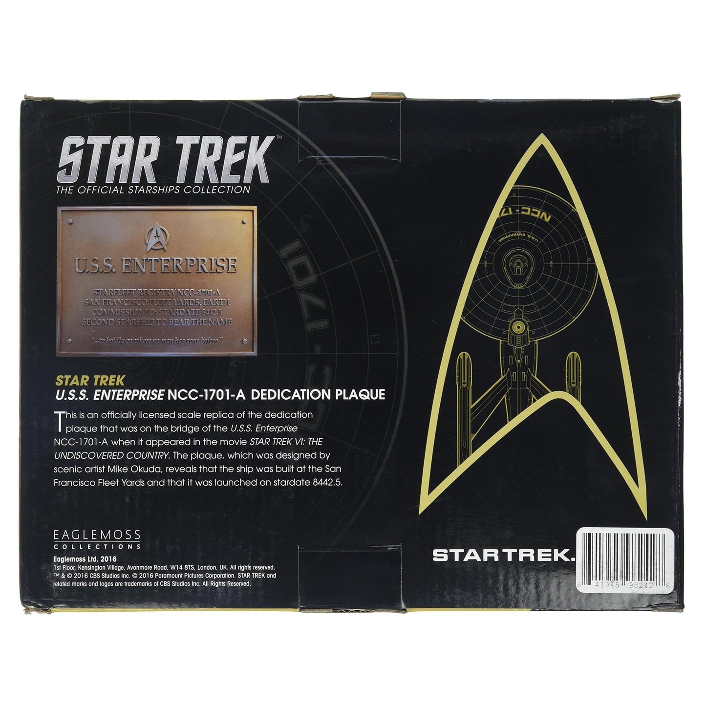 Star Trek Collectibles USS Enterprise NCC-1701-A Dedication Plaque - Paramount Shop