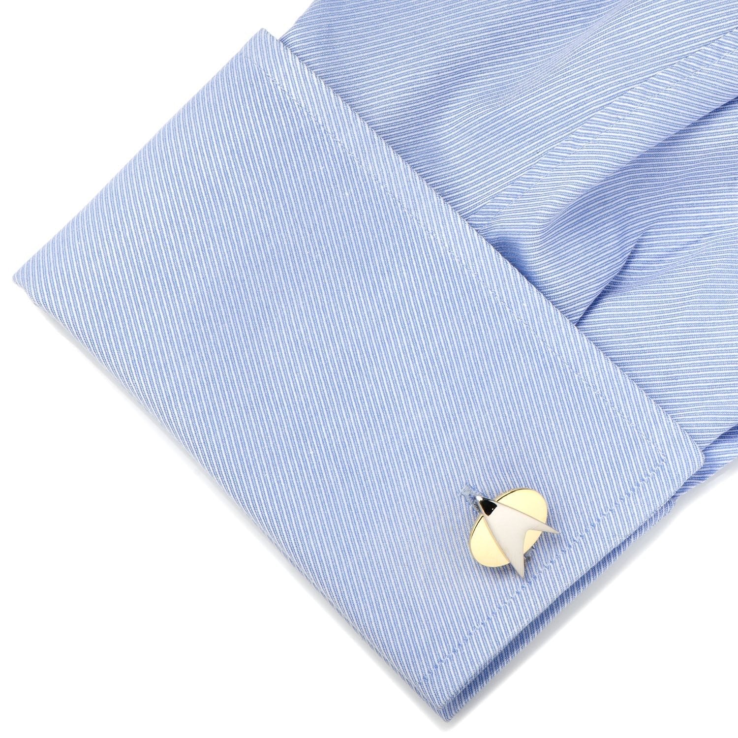 Star Trek Logo Cufflinks Two Tone Starfleet Delta Badge - Paramount Shop