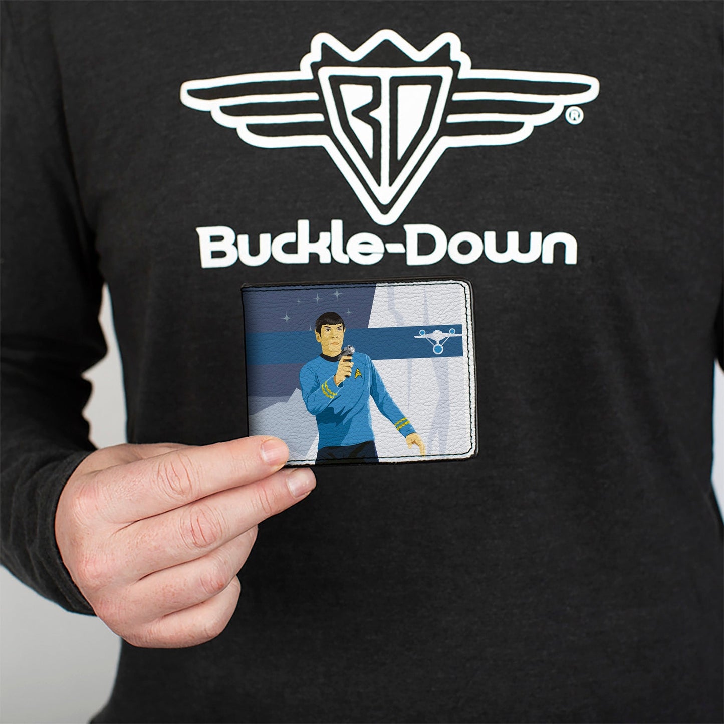 Star Trek Mr. Spock Phaser Pose Blue Bi - Fold Wallet - Paramount Shop