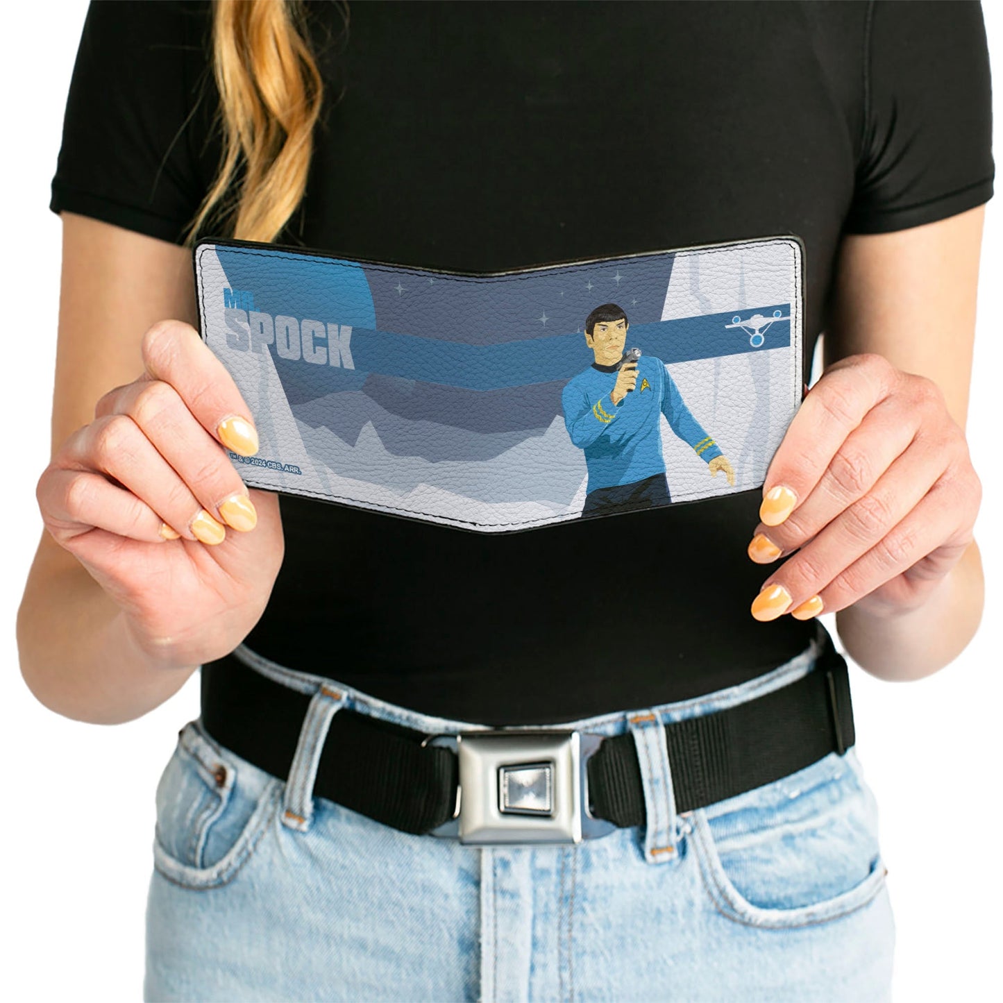 Star Trek Mr. Spock Phaser Pose Blue Bi - Fold Wallet - Paramount Shop