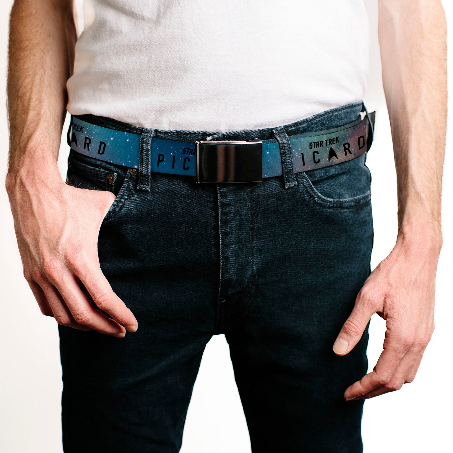 Star Trek Picard Logo Web Belt Galaxy Black Buckle - Paramount Shop