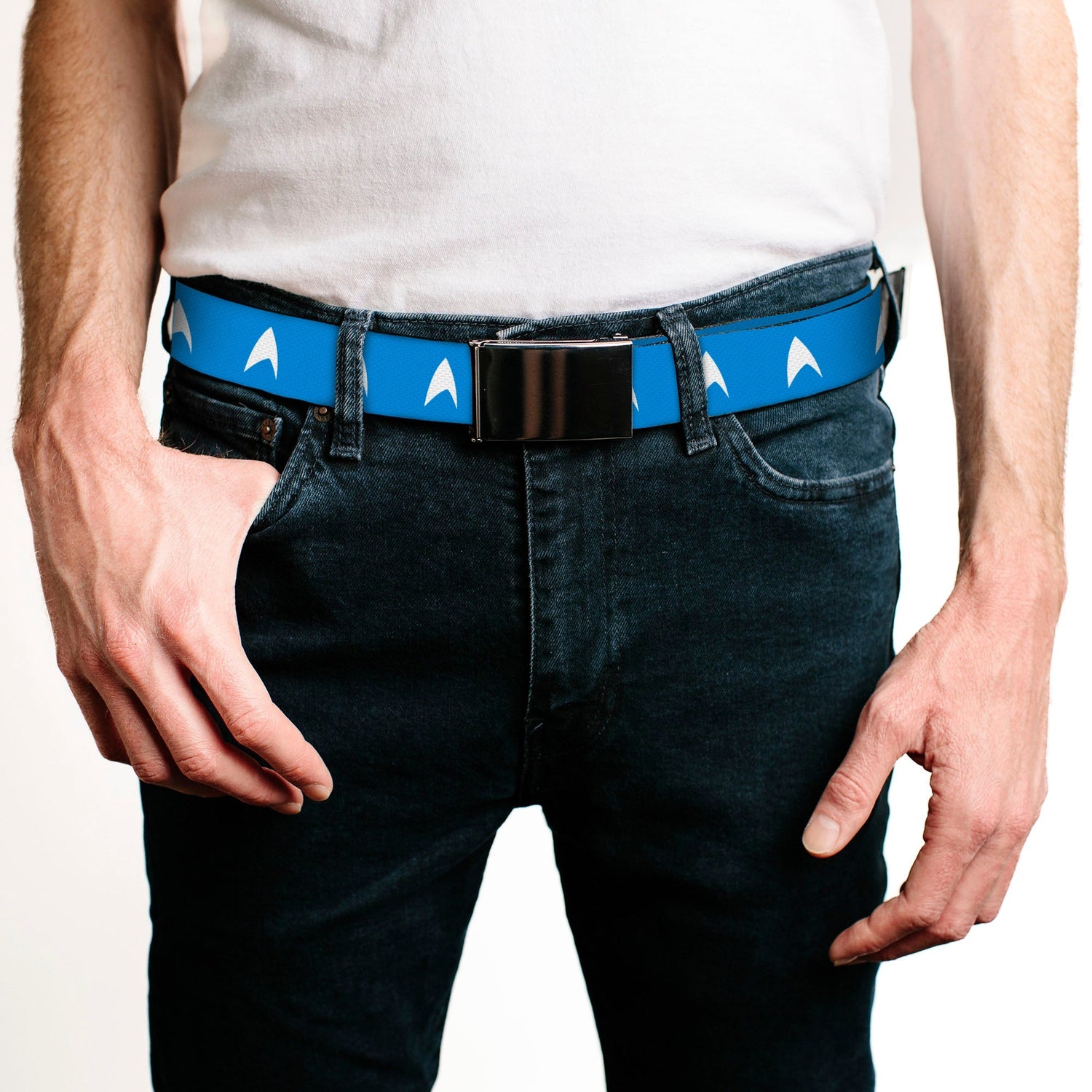 Star Trek Starfleet Insignia Chrome Buckle Blue Web Belt - Paramount Shop