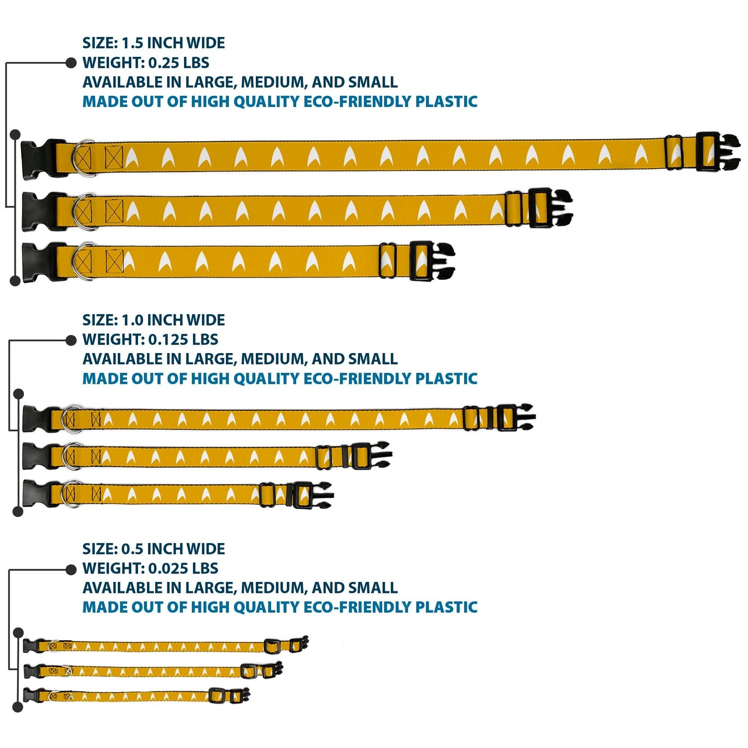 Star Trek Starfleet Insignia Durable Yellow Pet Dog Collar - Paramount Shop