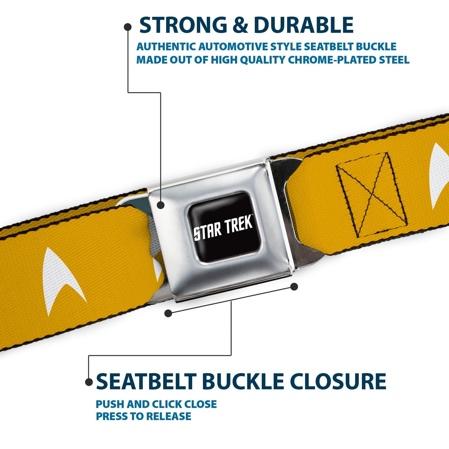 Star Trek Starfleet Insignia Golden Yellow Seatbelt Belt - Paramount Shop