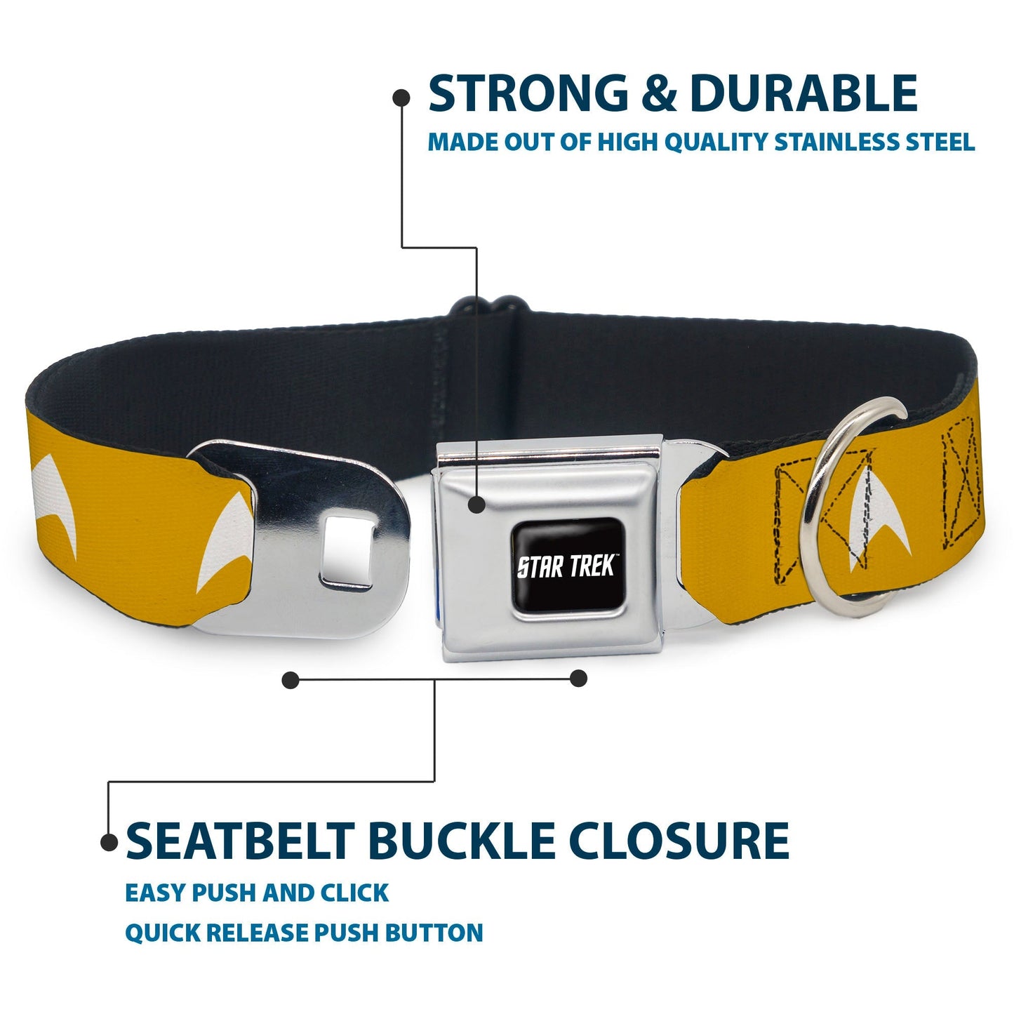 Star Trek Starfleet Insignia Seatbelt Buckle Dog Collar - Paramount Shop