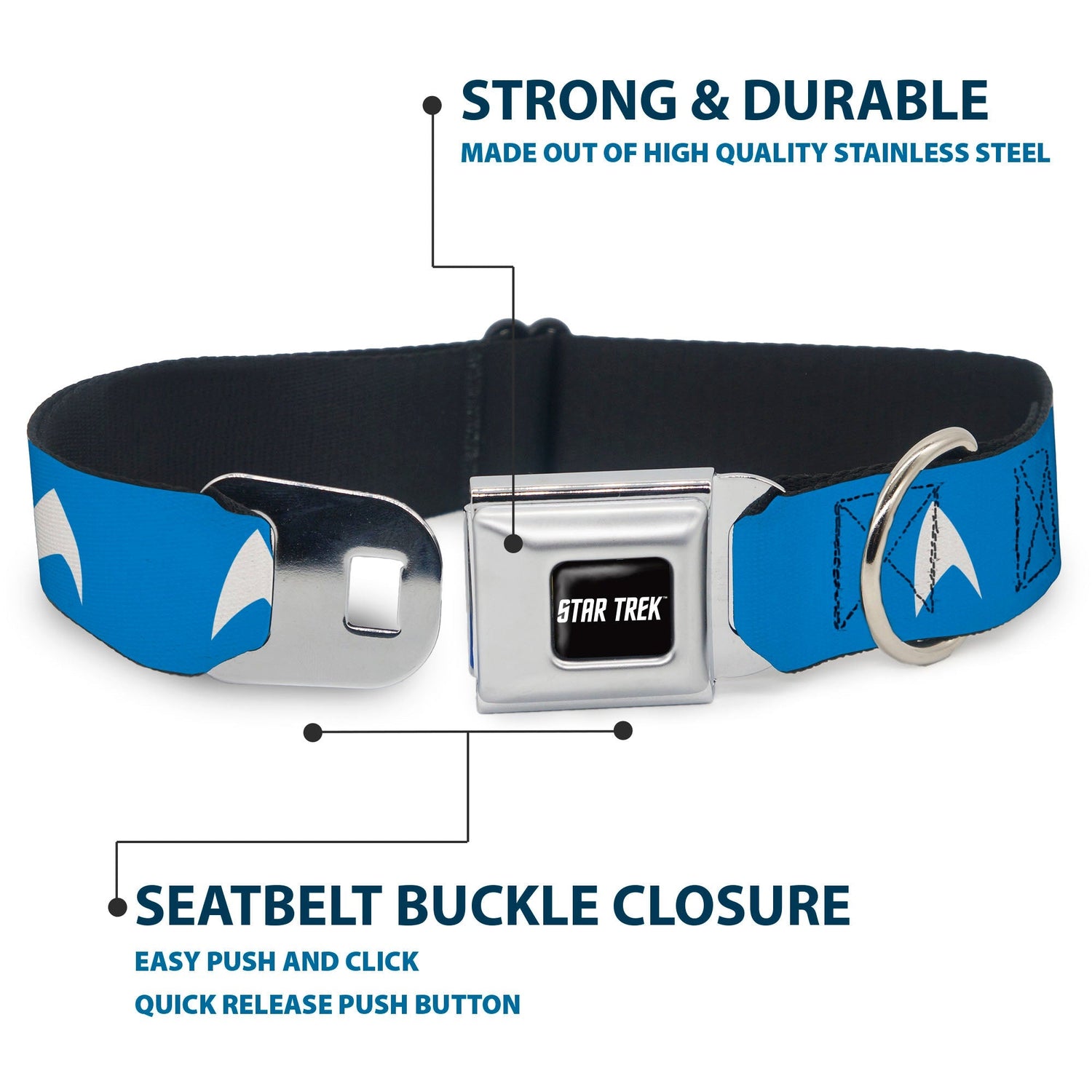 Star Trek Starfleet Insignia Seatbelt Buckle Dog Collar - Paramount Shop