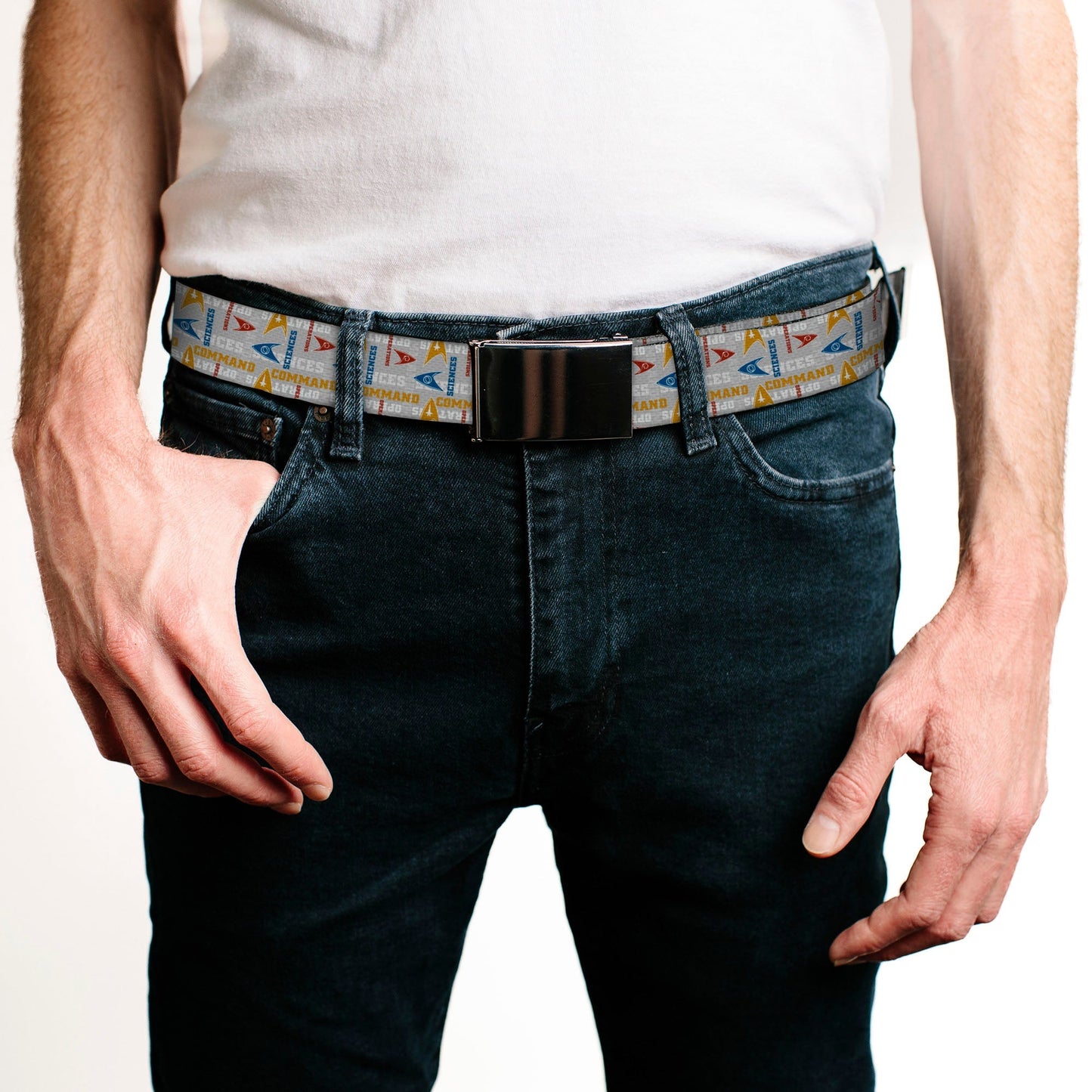 Star Trek Starfleet Insignia Text Collage Adjustable Web Belt - Paramount Shop