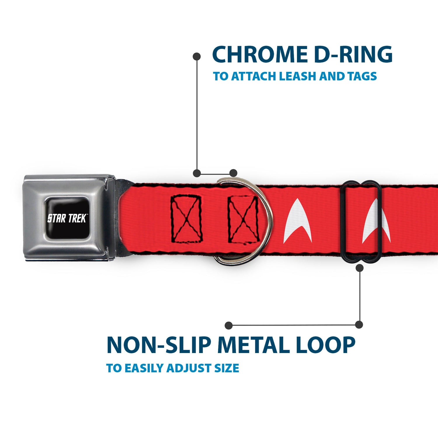 Star Trek Starfleet Insignia & Text Logo Seatbelt Dog Collar - Paramount Shop
