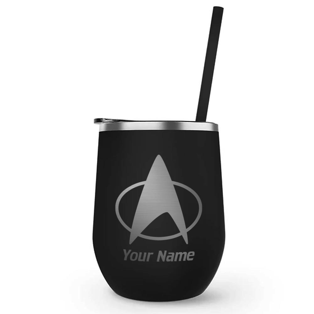 Star Trek: The Next Generation Delta Personalized Laser Engraved Wine Tumbler with Straw - Paramount Shop