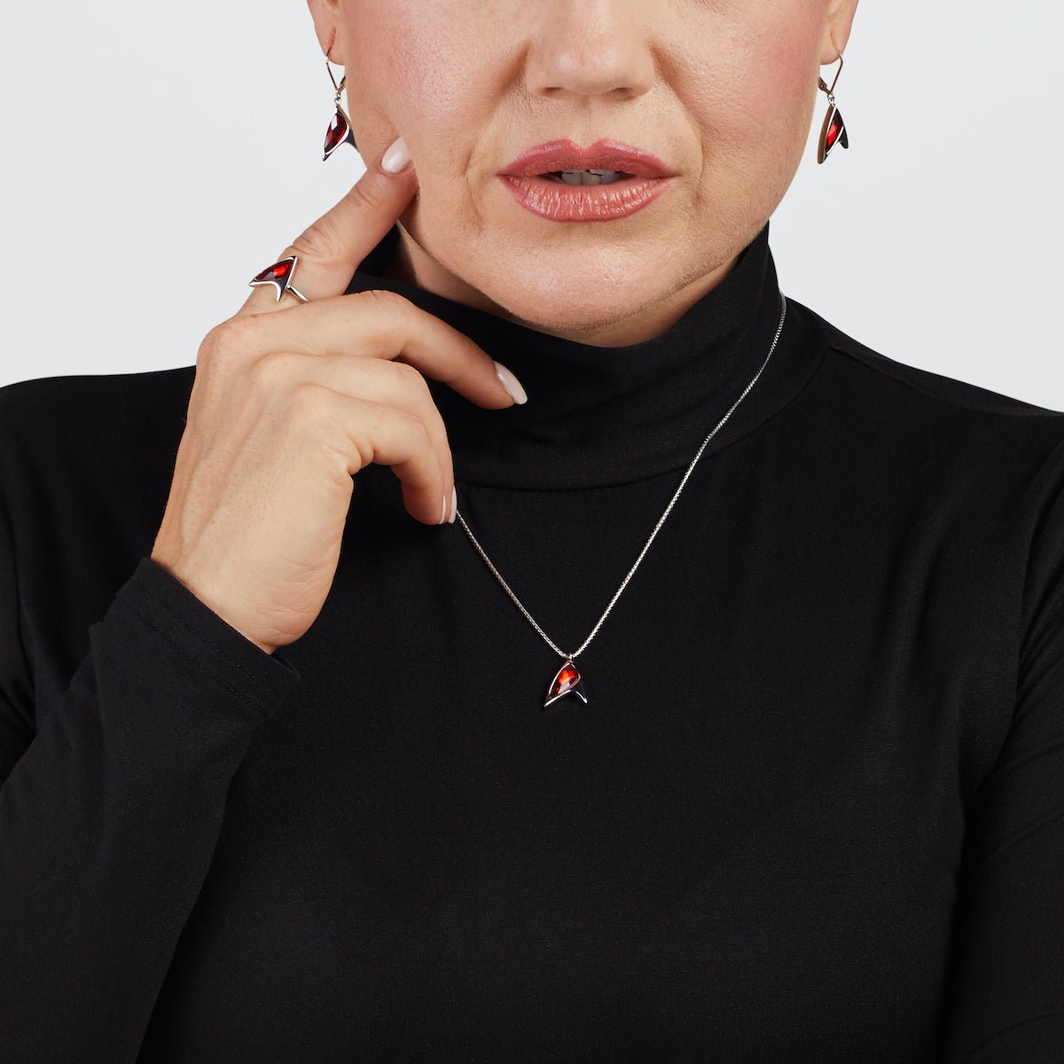 Star Trek x RockLove Red Crystal Delta Ring - Paramount Shop