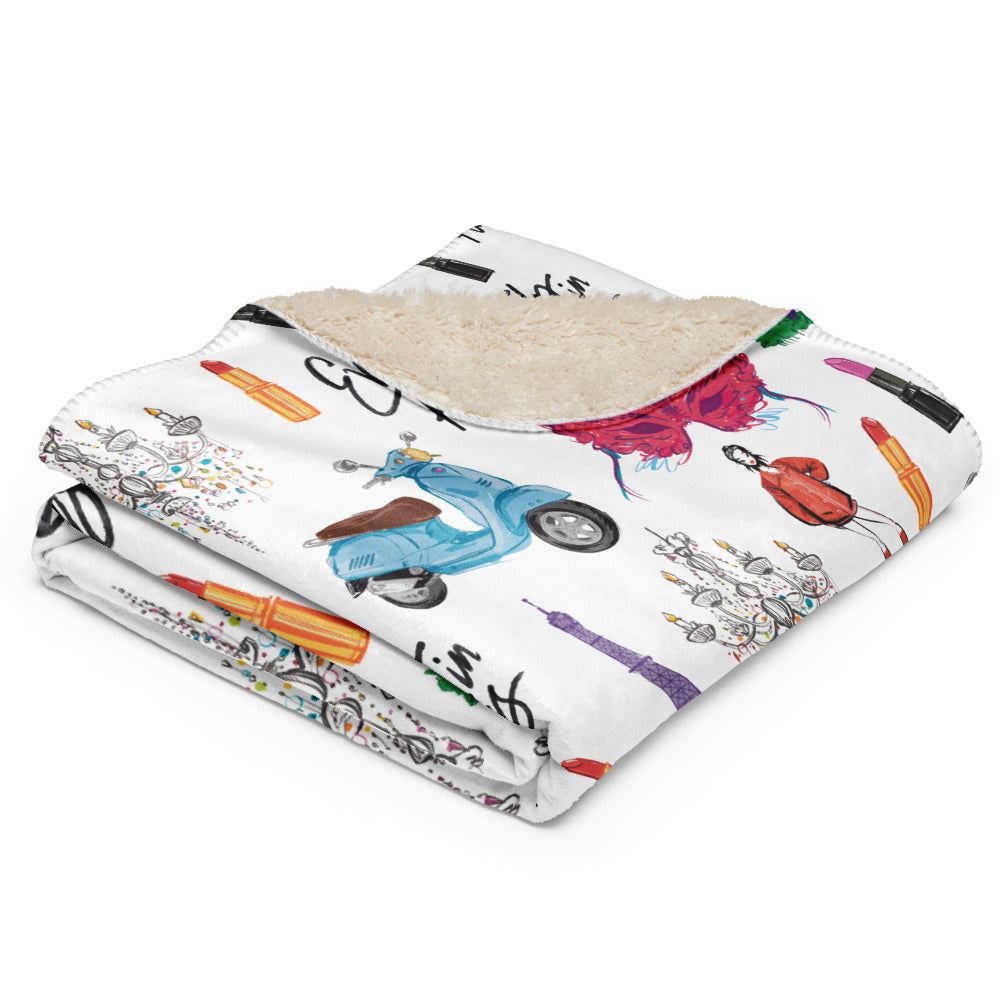 Emily in Paris Sherpa Blanket Drawings
