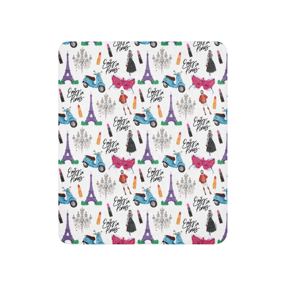 Emily in Paris Sherpa Blanket Drawings
