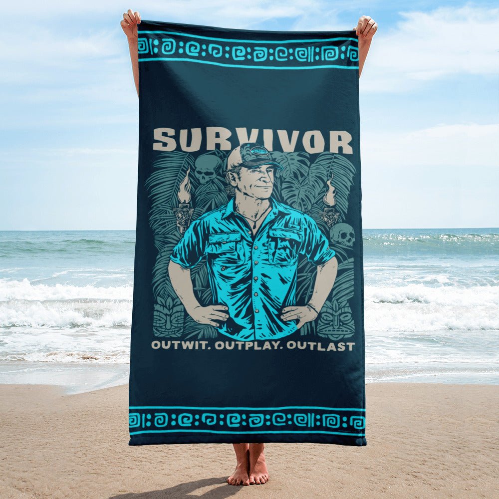 Survivor Beach Towel Jeff Outwit. Outplay. Outlast. - Paramount Shop