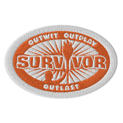 Survivor Logo Embroidered Patch - White / Oval - 4 in x 2.6 in