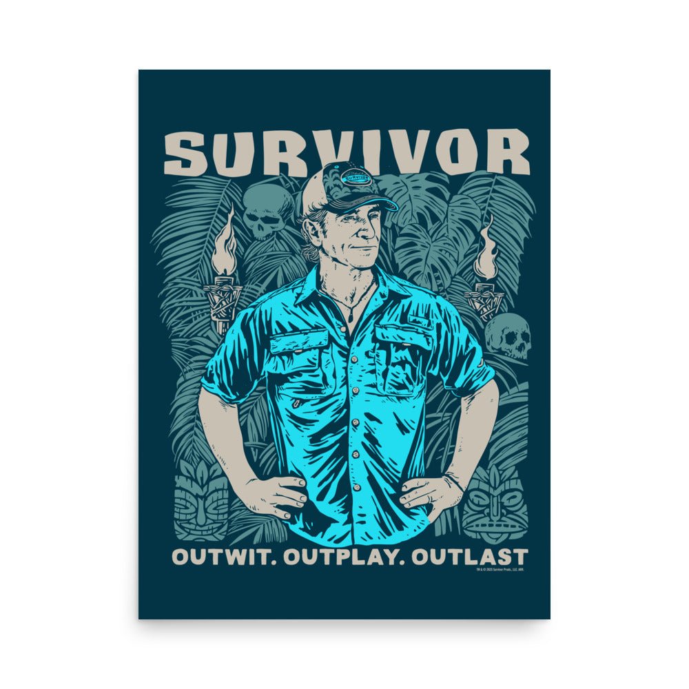 Survivor Poster Jeff Outwit. Outplay. Outlast. - Paramount Shop
