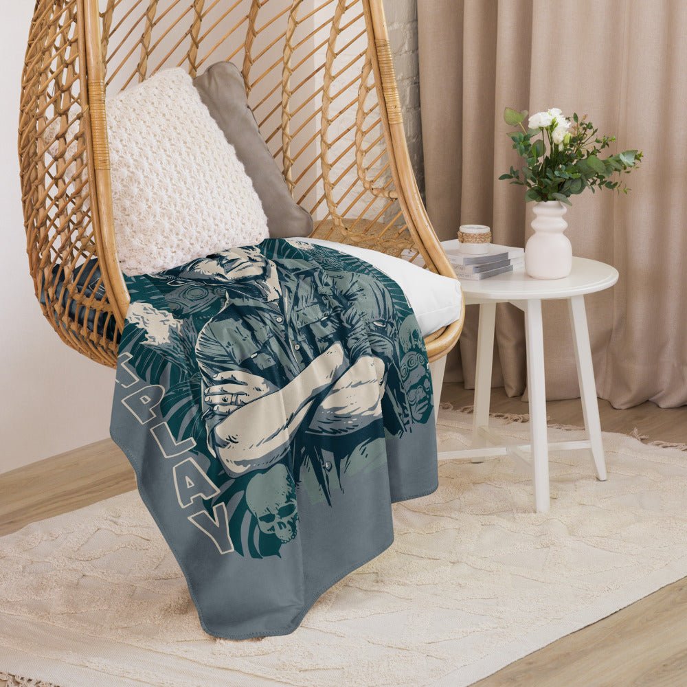 Survivor Premium Sherpa Blanket Jeff Tribal Outwit. Outplay. Outlast. - Paramount Shop