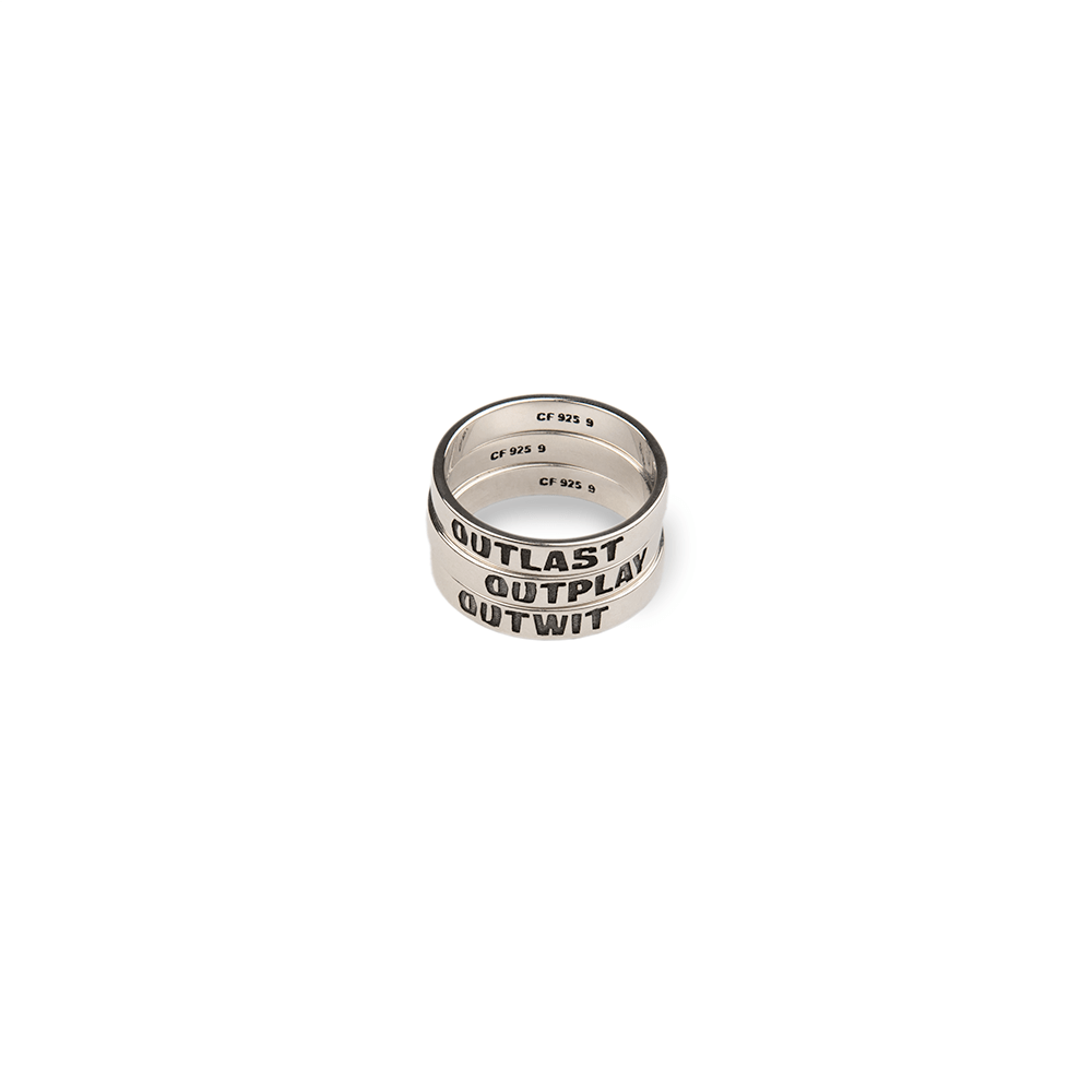 Out Last Head Rig Survivor Stackable Outwit, Outplay, and Outlast Ring Trio – Paramount Shop