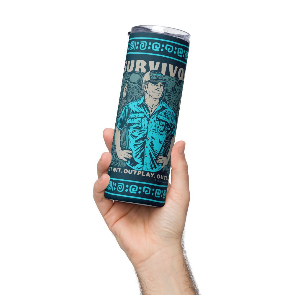 Survivor Stainless Steel Tumbler Jeff Outwit. Outplay. Outlast. - Paramount Shop