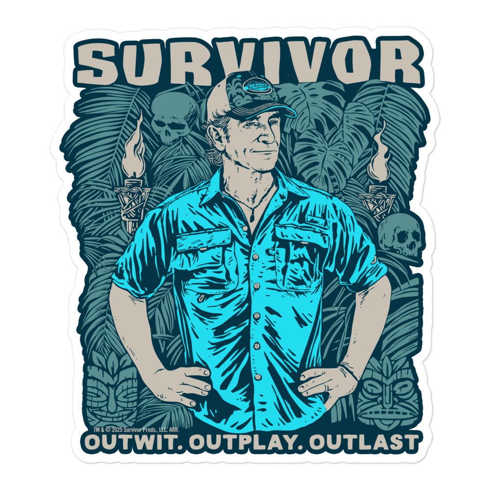 Survivor Sticker Jeff Outwit. Outplay. Outlast. - Paramount Shop