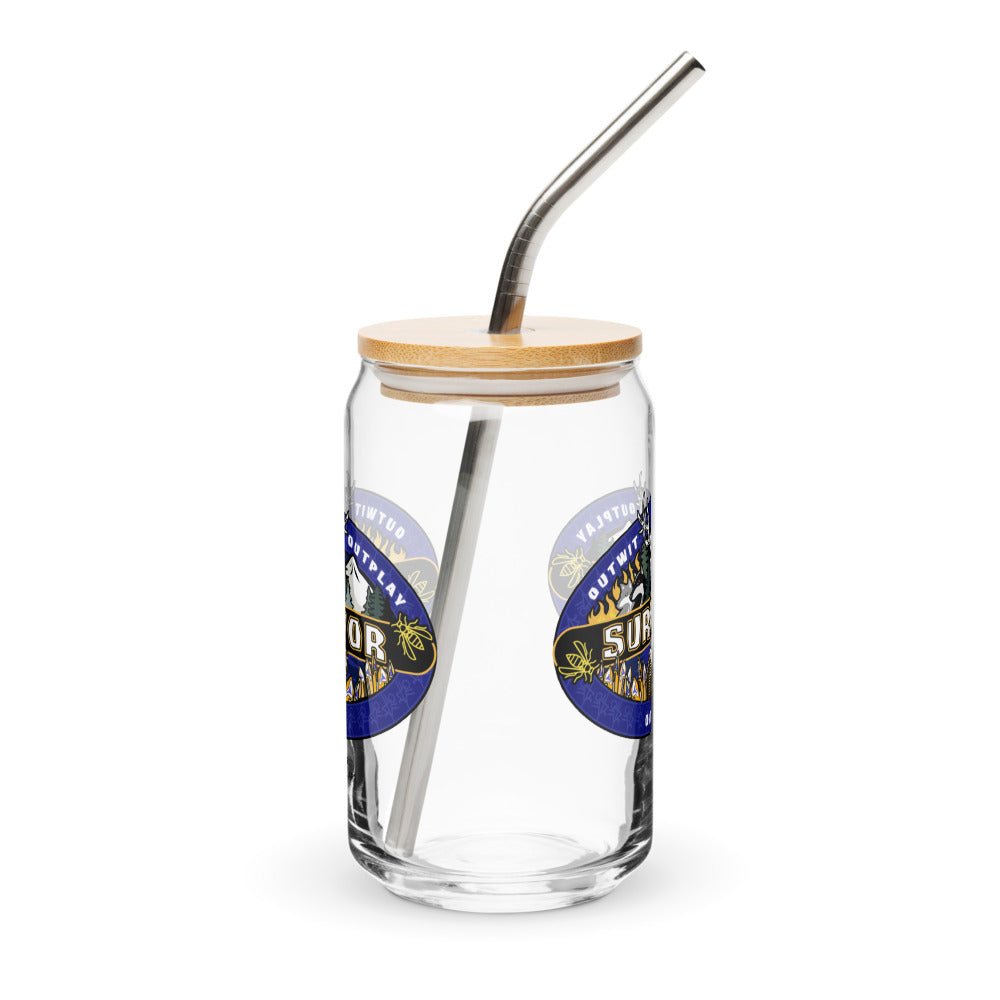 Survivor x Yellowjackets Logo Can - Shaped Glass with Lid and Straw - Paramount Shop