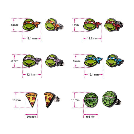 Teenage Mutant Ninja Turtles 6-Pair Enamel Stud Earring Set - Paramount Shop