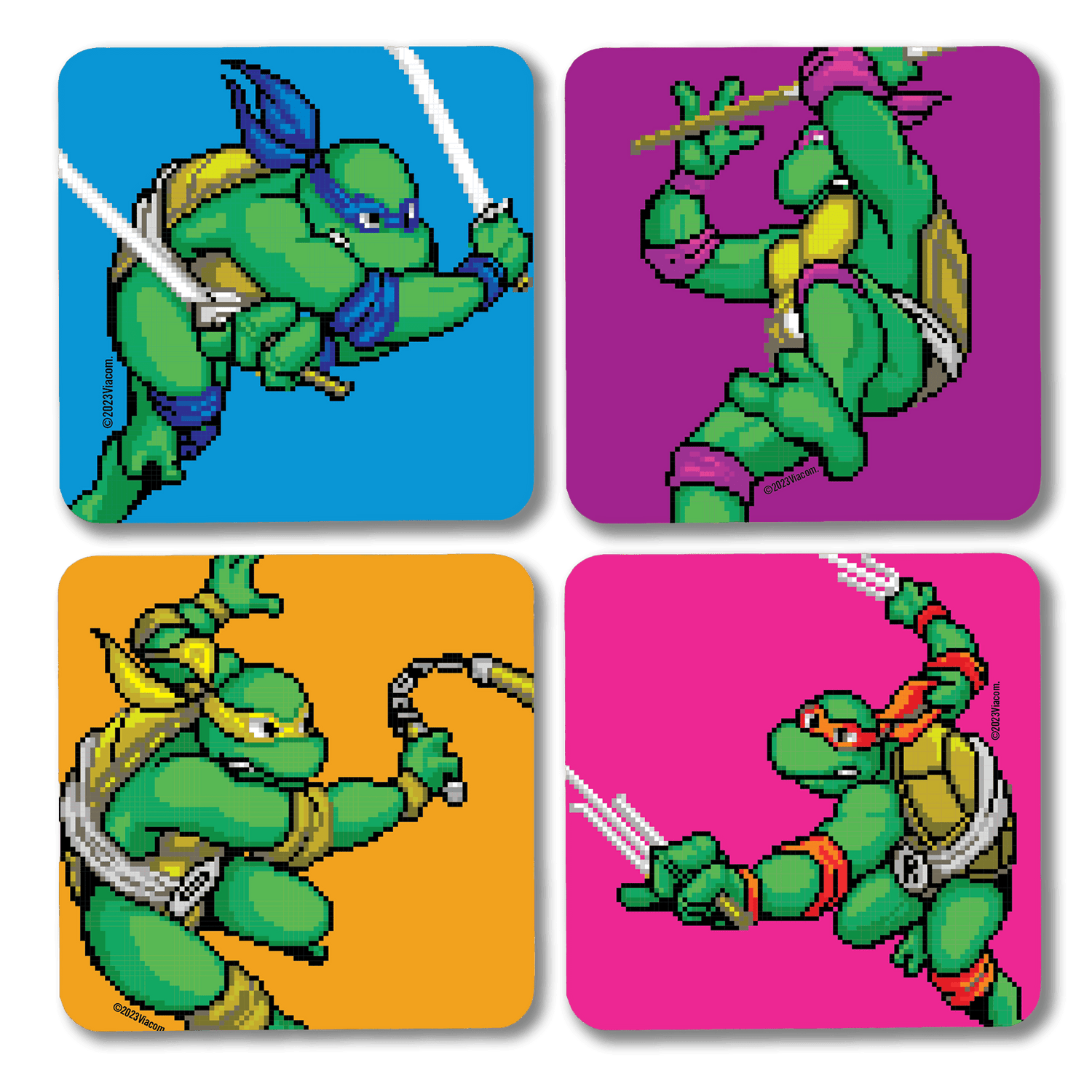 Teenage Mutant Ninja Turtles Ninjas Battle Stance Coasters with Mahogany Holder - Set of 4 - Paramount Shop
