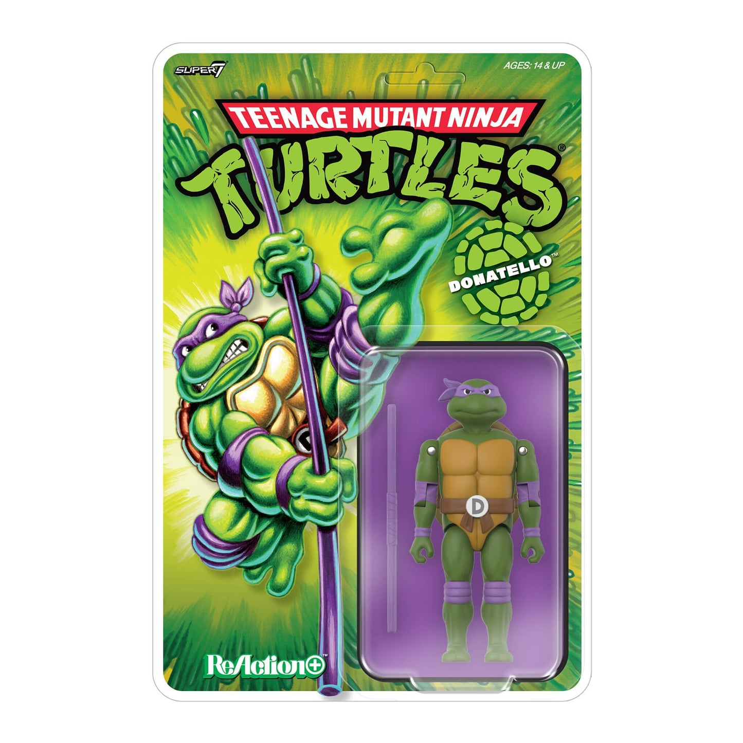 Donatello ReAction+ action figure with purple bandana and bo staff