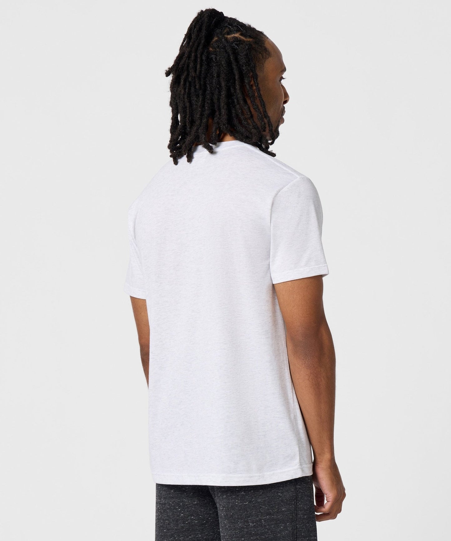 Back view of the ash gray TMNT holiday graphic crewneck t-shirt