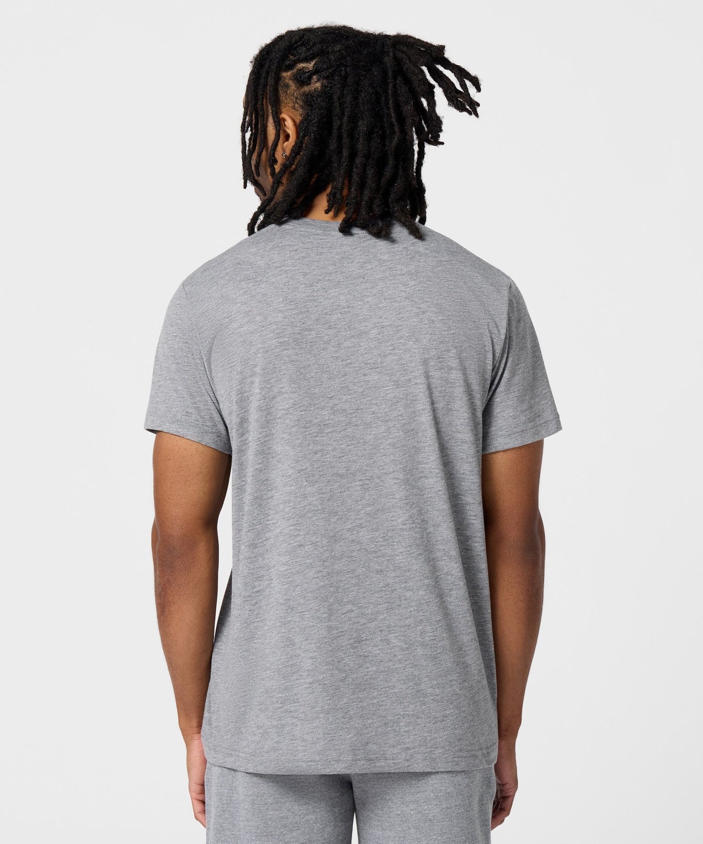 Back view of the solid grey short-sleeve t-shirt