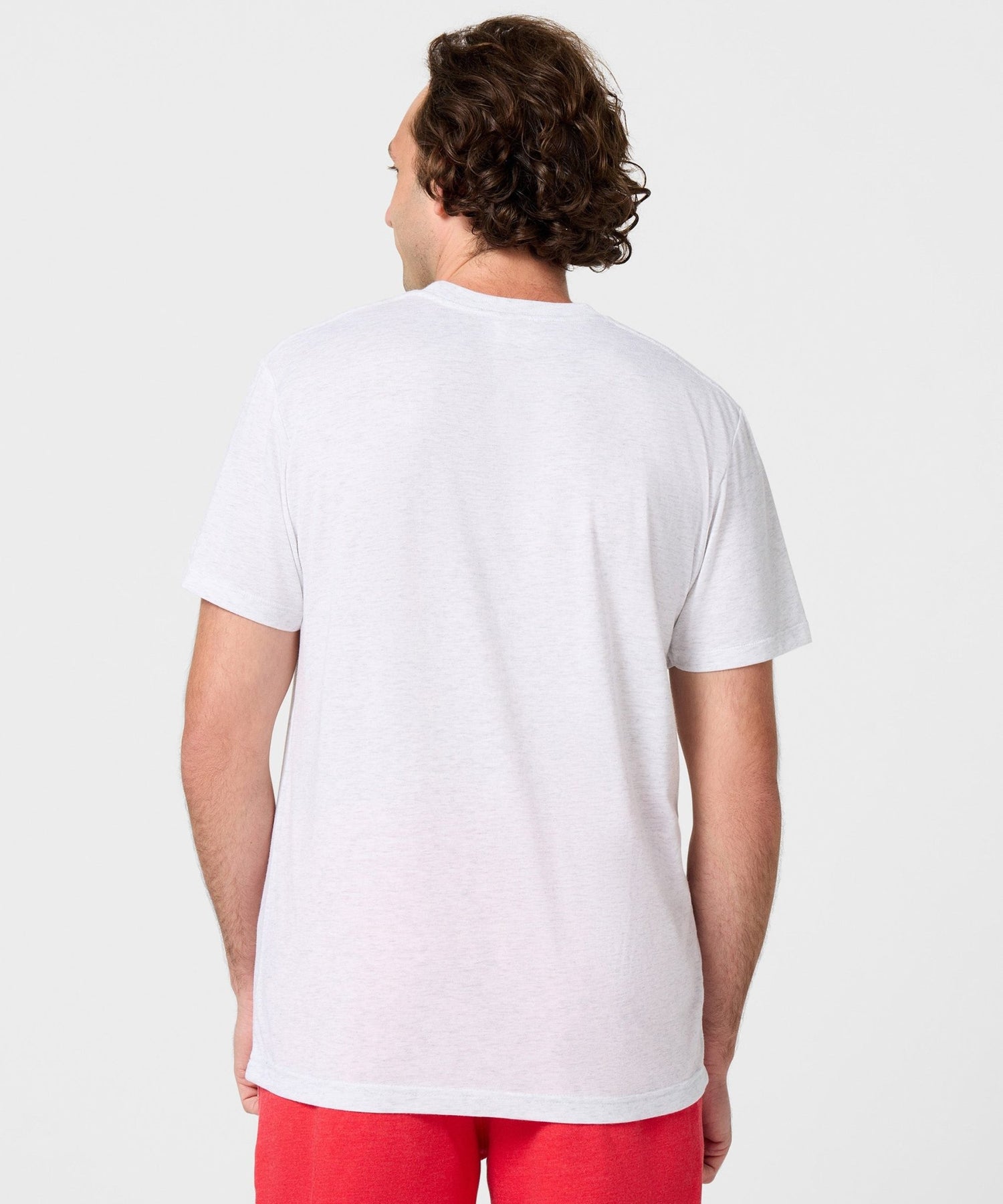 Back view of the ash grey TMNT t-shirt showing the plain solid back and relaxed fit