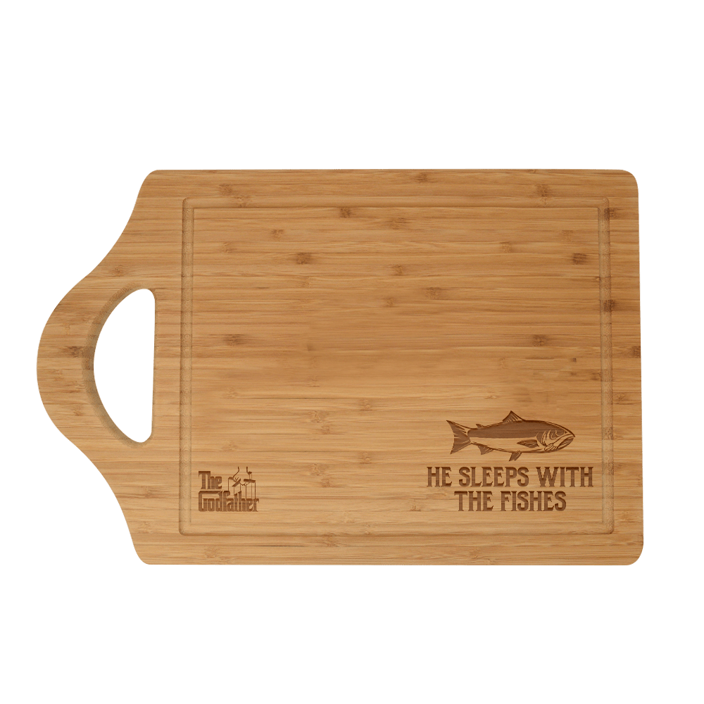 The Godfather He Sleeps With The Fishes Laser Engraved Cutting Board