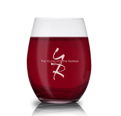 The Young and the Restless Logo Copa de vino sin tallo grabada con láser - Claro