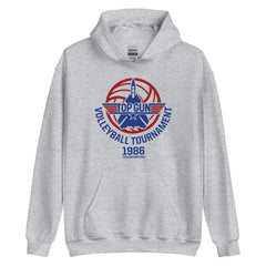 Top Gun Fighter Town USA 1986 Volleyball Tournament Hooded Sweatshirt - Grey / SM