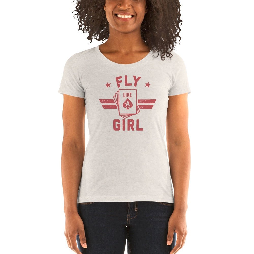 Top Gun: Maverick Fly Like A Girl Women's Tri - Blend Short Sleeve T - Shirt - Paramount Shop
