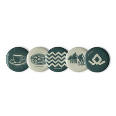 Twin Peaks Icons 5 Pin Set - White / 2.25 in