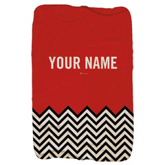 Twin Peaks Red Room Chevron Personalized Sherpa Blanket - 37" x 57" - White / 37 in x 57 in