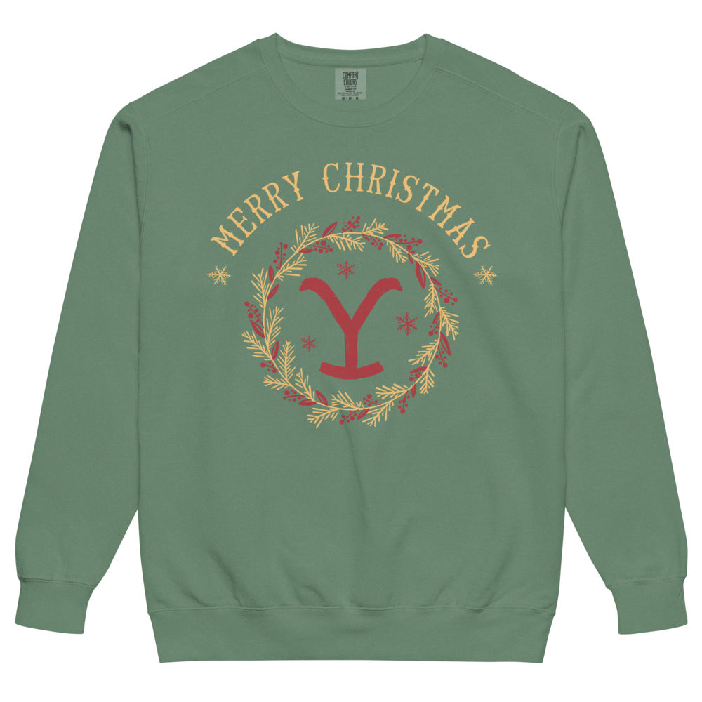 Yellowstone Merry Christmas Comfort Colors Sweatshirt Light Green