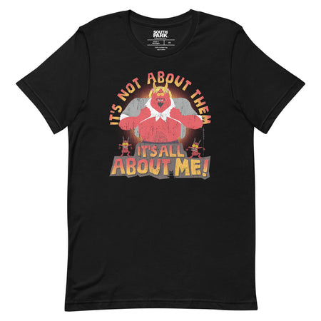 South Park graphic t-shirt featuring Satan with the It's All About Me! text design centered on the chest