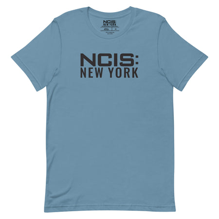 Steel Blue NCIS: New York logo t-shirt front view showing the official series graphic