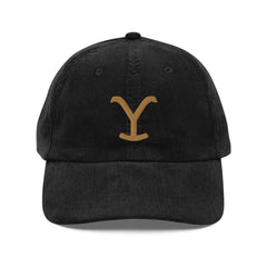 Yellowstone Logo Bestickter Cordhut - Schwarz / Eine Größe