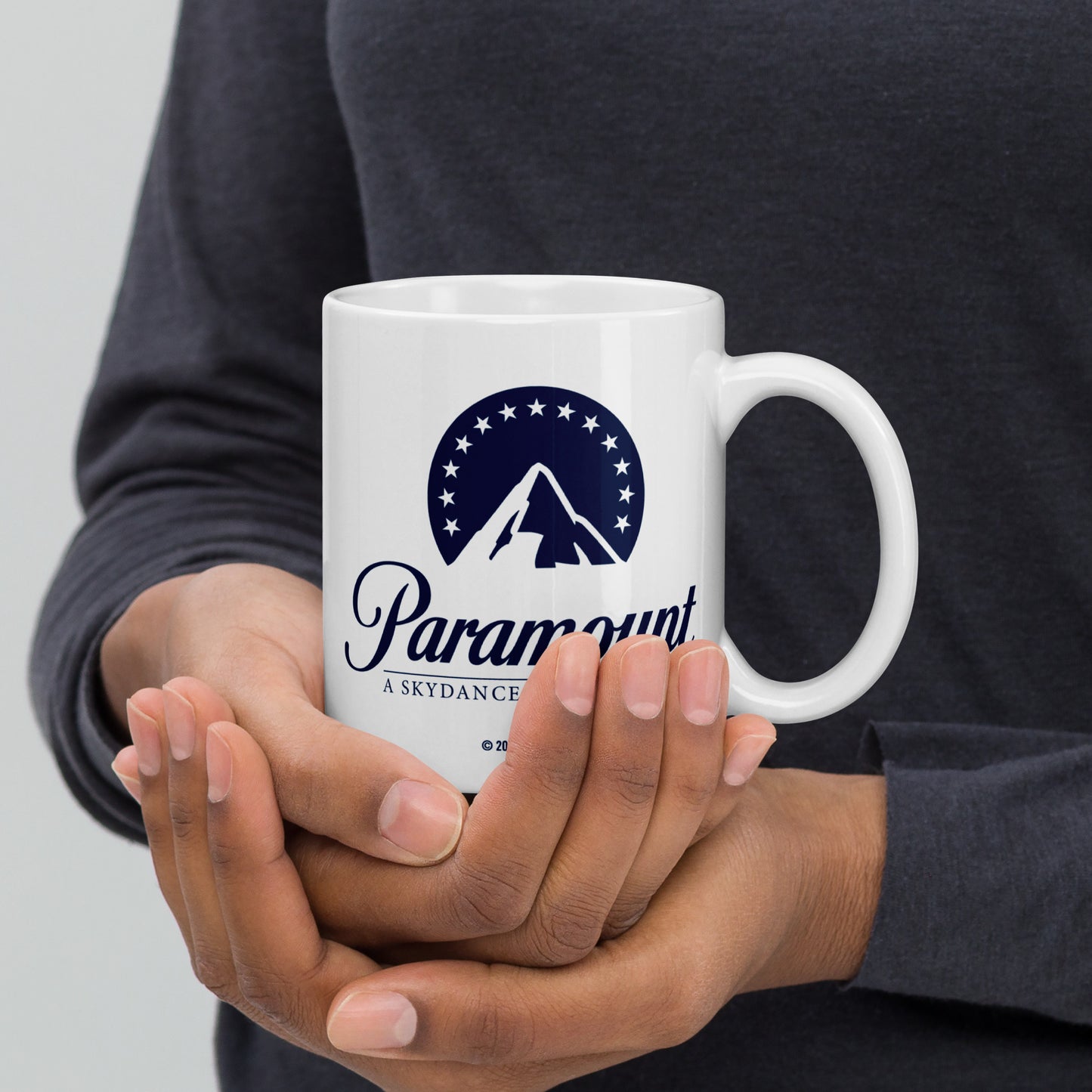Paramount Logo Mug being used in a home kitchen setting