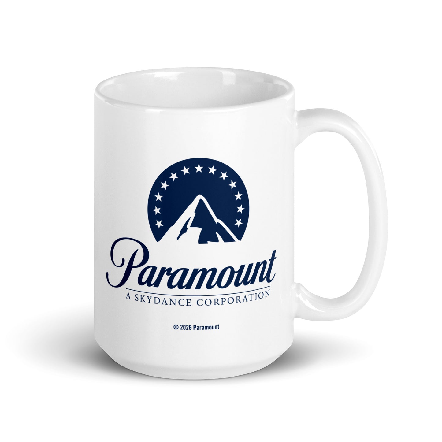 Person holding a Paramount Logo Mug with steaming coffee