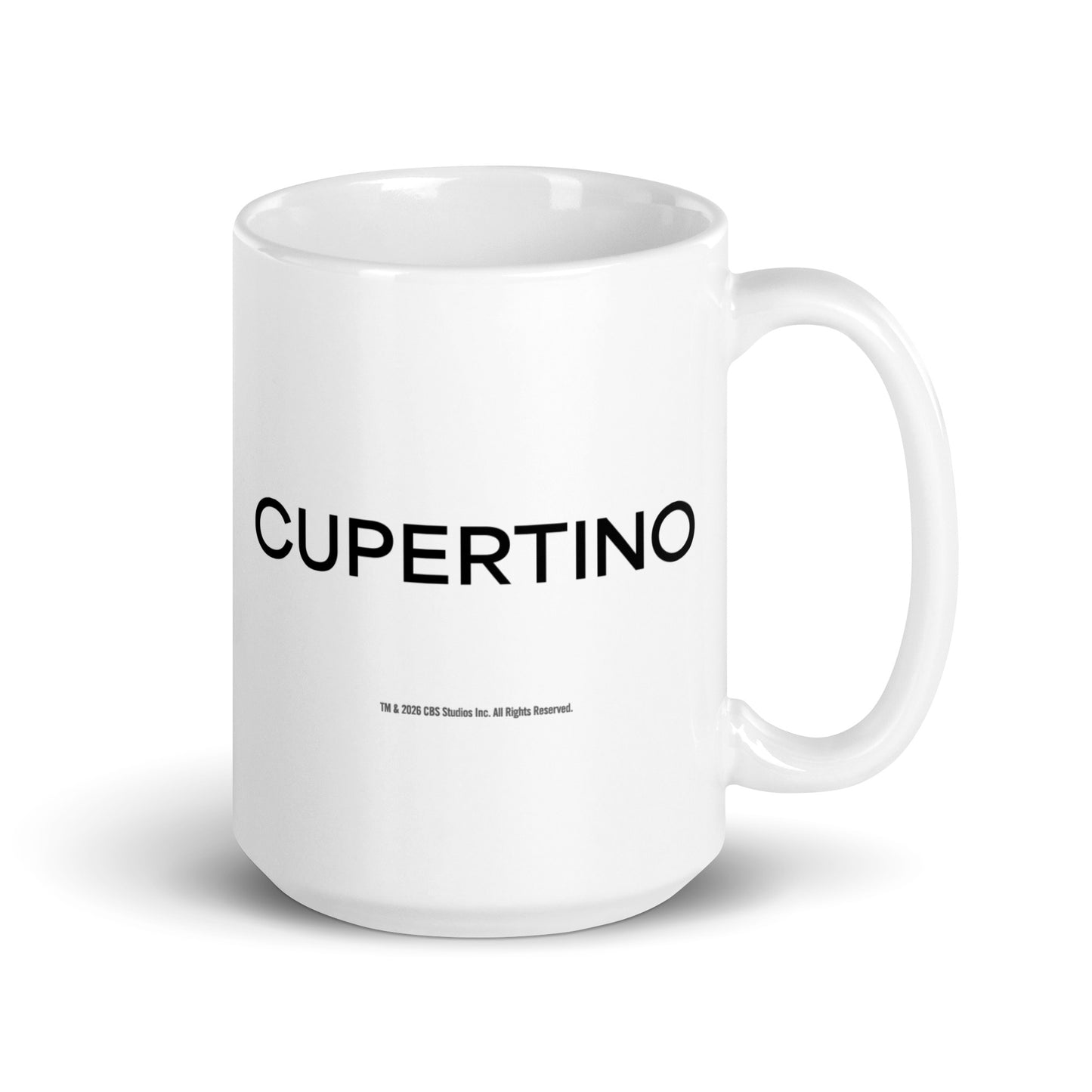 Close-up shot of the Cupertino logo printed on the ceramic surface