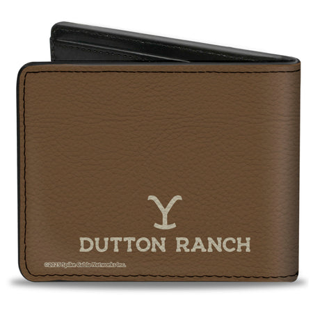 Open view of the Yellowstone bifold wallet showing interior card slots and billfold.