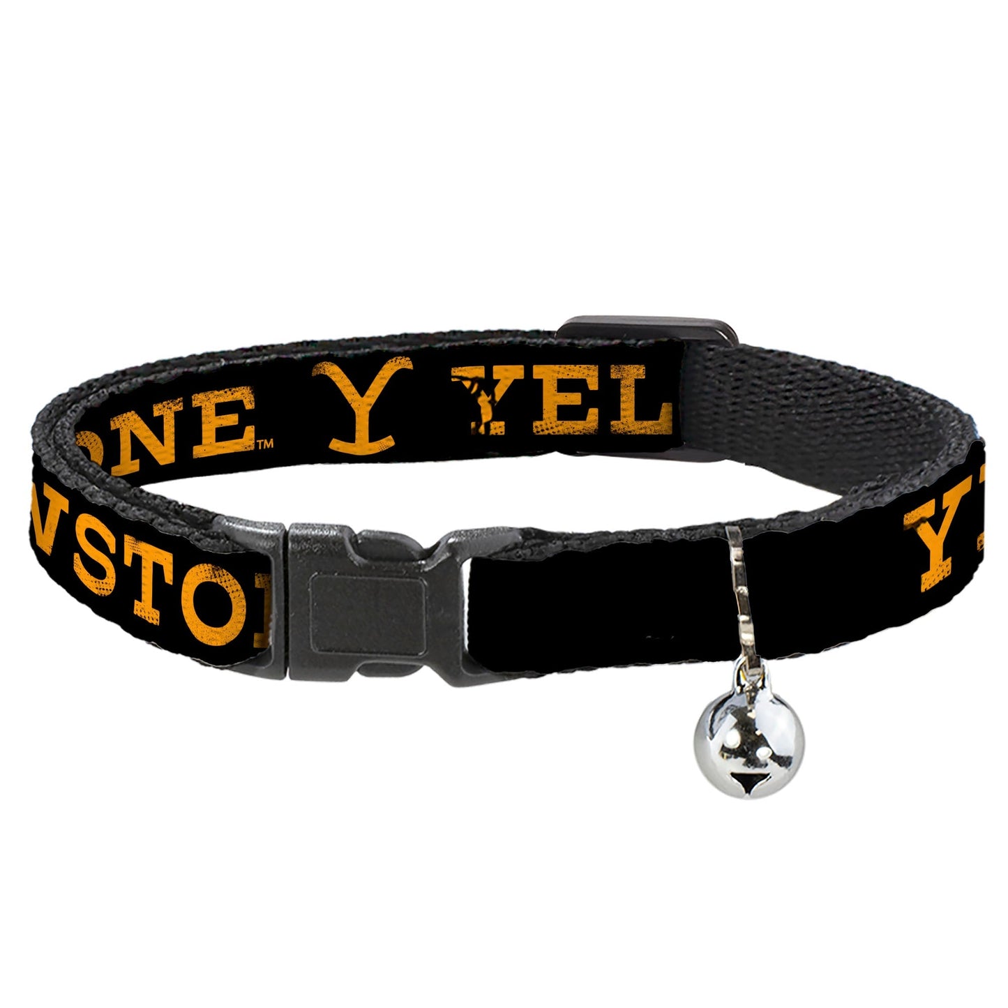 Yellowstone weathered logo breakaway cat collar in black and orange