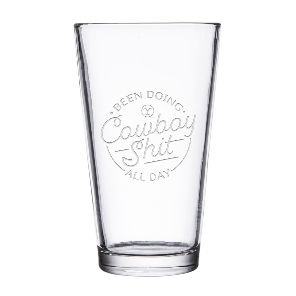 Yellowstone Cowboy Laser Engraved Pint Glass - Paramount Shop